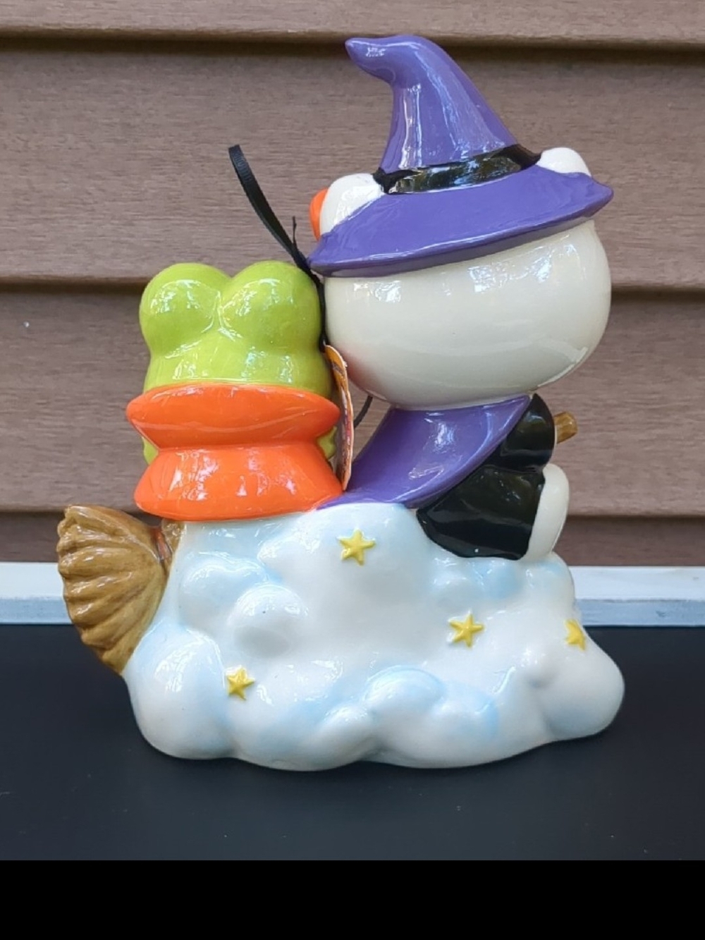 Hello Kitty Halloween Blue Sky Clay Works Ceramic Witch & Keroppi Decoration - Picture 4 of 8